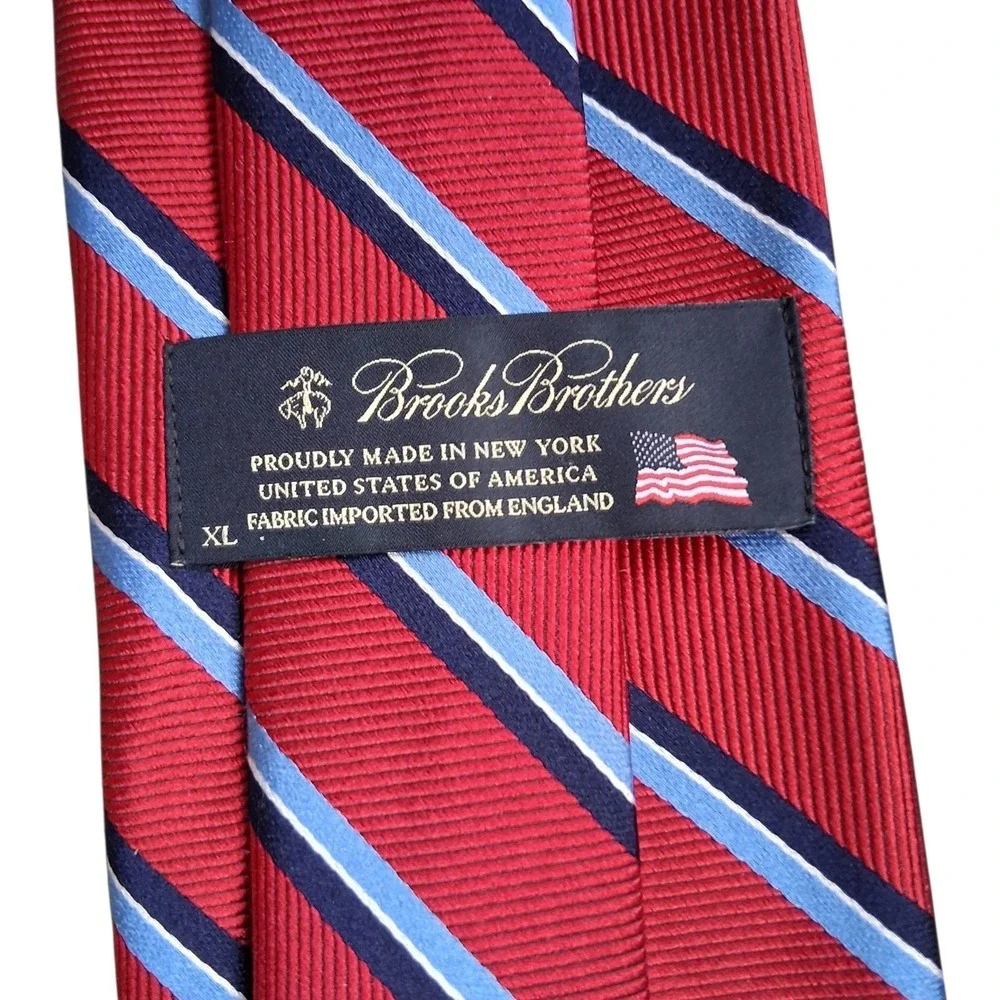 Vtg Brooks Brothers Men's XL Repp Preppy Stripe Red Silk Tie Made USA 90's Y2K
